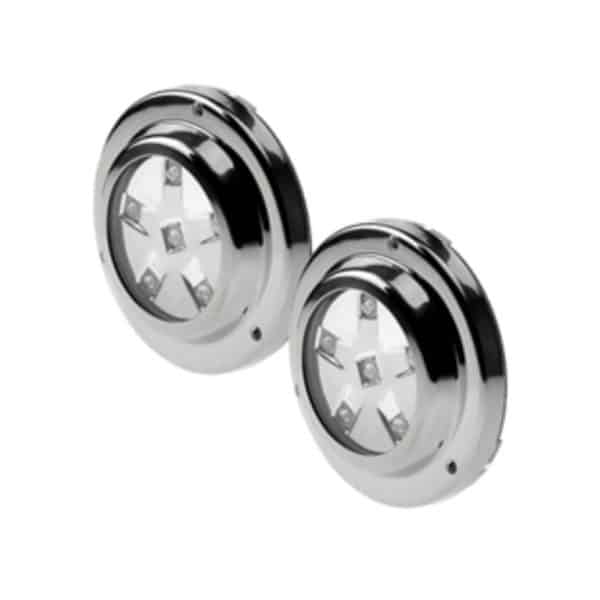 WEST MARINE – Round Six LED Underwater Light with Stainless Steel Bezel, RGBW, 2-Pack